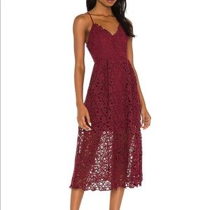 ASTR The Label Lace A Line Midi Dress - Wine